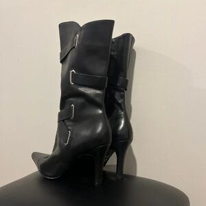 White Mountain Sleek Black Heeled Boots
